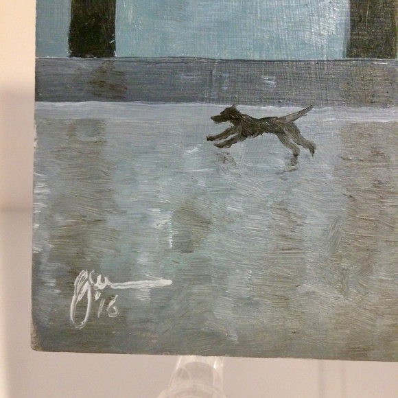 Rainy Street in England Oil Painting Art w/ Easel - Picture 5 of 9